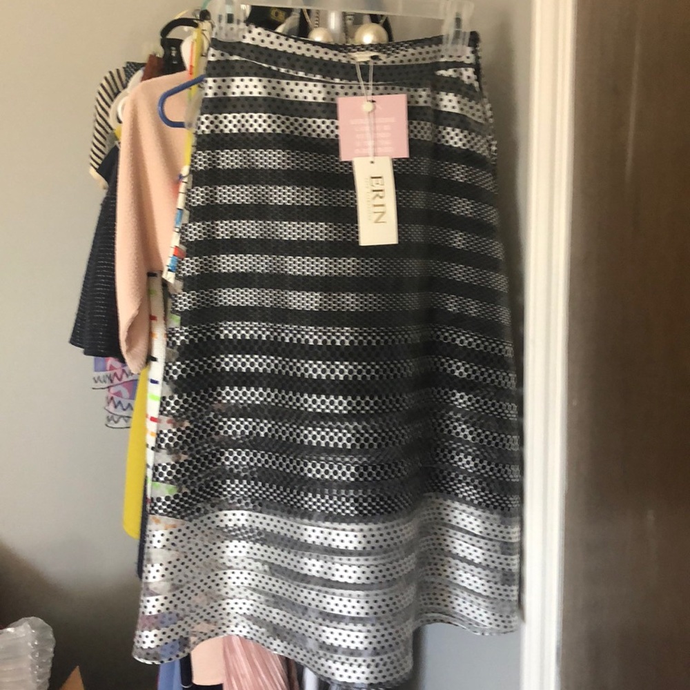 Erin -Erin Fetherston Black silver polka dot skirt